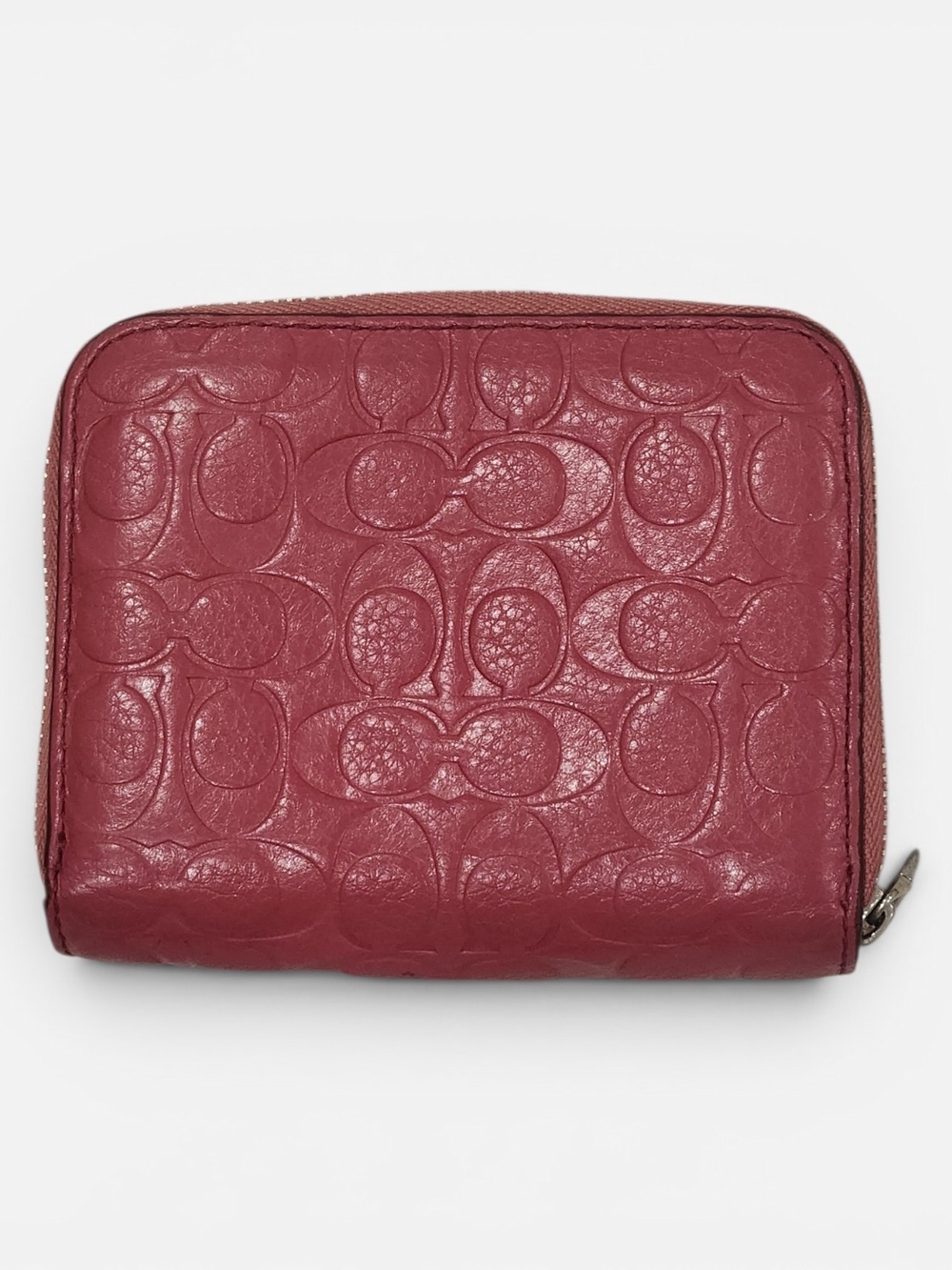 Vintage Pink Coach Signature Embossed Zip Wallet - Picture 3 of 5